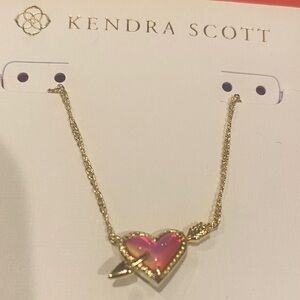 Mother’s Day Kendra Scott Gold Necklace with Pink Heart Pendant ❤️💜🩵